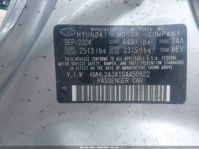 Продаж на аукціоні авто 2025 Hyundai Sonata Se, vin: KMHL24JA1SA450822, номер лоту: 45813964