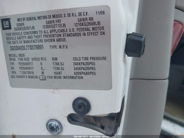 Продажа на аукционе авто 2007 Buick Rendezvous Cx, vin: 3G5DA03L77S579891, номер лота: 45813973