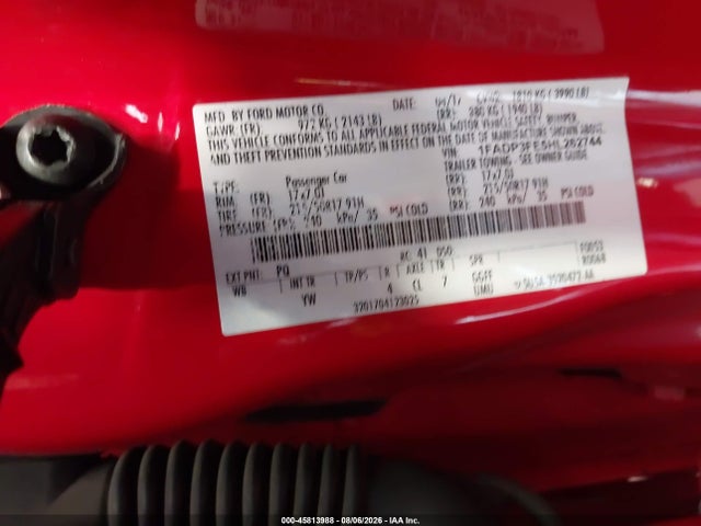 45813988 :رقم المزاد ، 1FADP3FE5HL262744 vin ، 2017 Ford Focus Se مزاد بيع