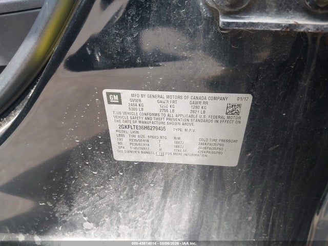 Aukcja sprzedaży 2017 Gmc Terrain Sle-2, vin: 2GKFLTE36H6279435, numer aukcji: 45814014