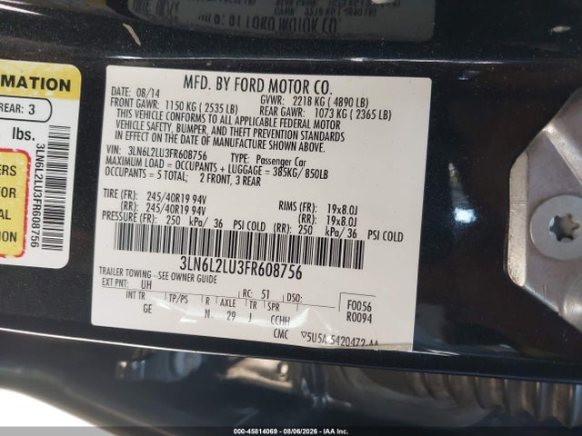 Продаж на аукціоні авто 2015 Lincoln Mkz Hybrid, vin: 3LN6L2LU3FR608756, номер лоту: 45814069
