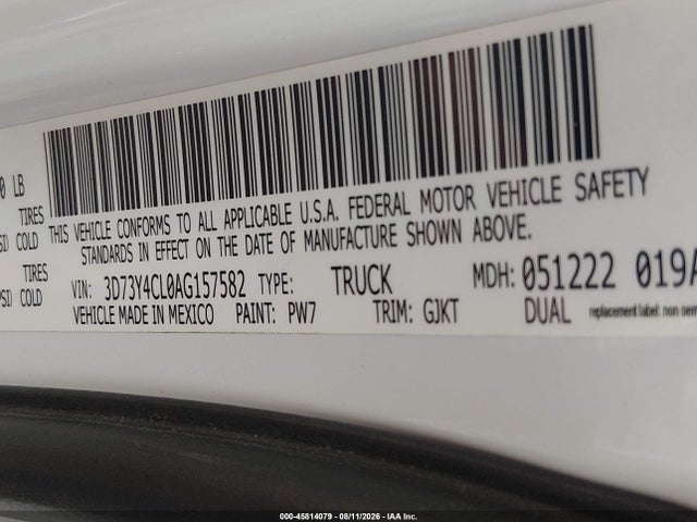 Продаж на аукціоні авто 2010 Dodge Ram 3500 Laramie, vin: 3D73Y4CL0AG157582, номер лоту: 45814079