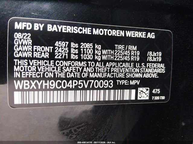 45814116 :رقم المزاد ، WBXYH9C04P5V70093 vin ، 2023 Bmw X2 Sdrive28i مزاد بيع