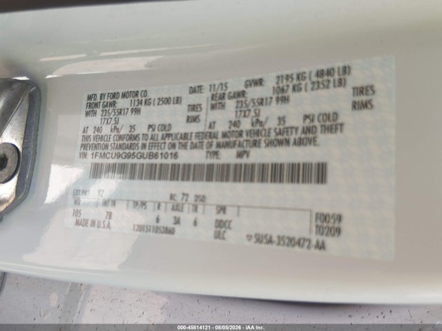 Ford ESCAPE SE 2016 1FMCU9G95GUB61016 Image 9