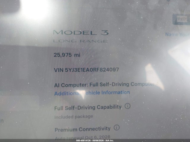 5YJ3E1EA0RF824097 Tesla Model 3 Long Range Dual Motor All-wheel Drive/rear-wheel Drive