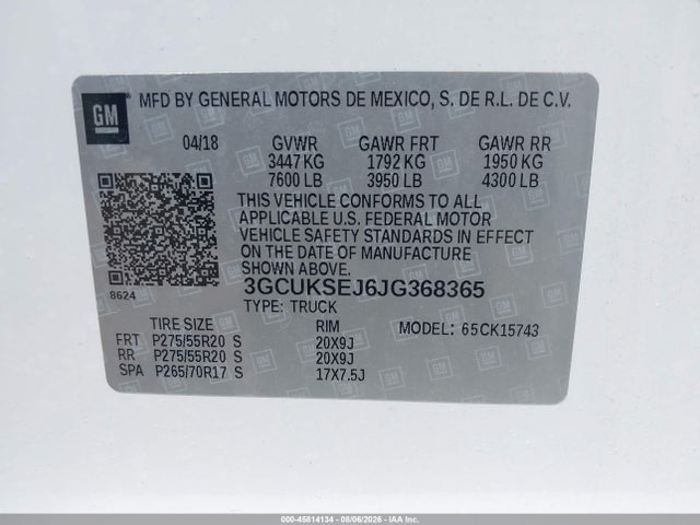 3GCUKSEJ6JG368365 Chevrolet Silverado 1500 1lz