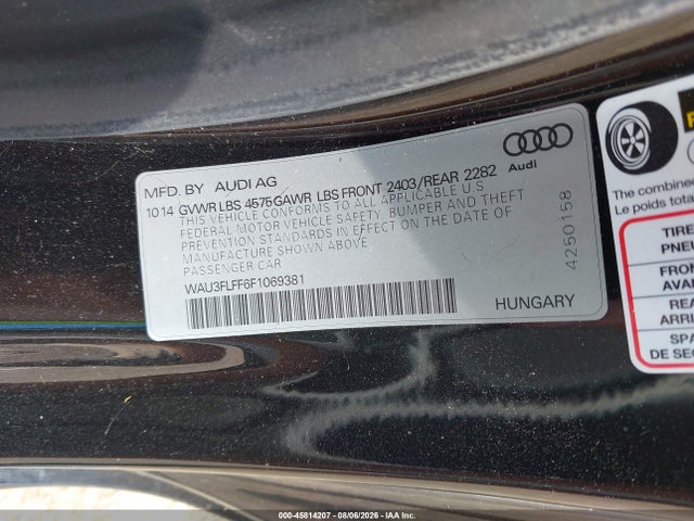 Продажа на аукционе авто 2015 Audi A3 2.0t Premium, vin: WAU3FLFF6F1069381, номер лота: 45814207