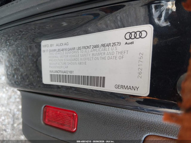 45814210 :رقم المزاد ، WAUANCF59JA021691 vin ، 2018 Audi A5 2.0t Premium مزاد بيع