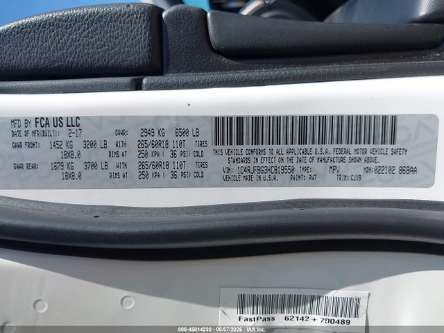 45814230 :رقم المزاد ، 1C4RJFBG3HC819550 vin ، 2017 Jeep Grand Cherokee Limited مزاد بيع