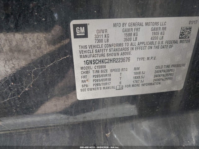 1GNSCHKC2HR223676 Chevrolet Suburban Lt