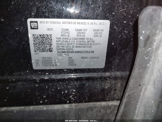 Продажа на аукционе авто 2022 Chevrolet Blazer Awd 2lt, vin: 3GNKBHR46NS235100, номер лота: 45814246