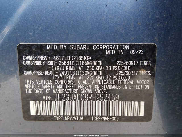 JF2GUADC8RH292459 Subaru Crosstrek Premium