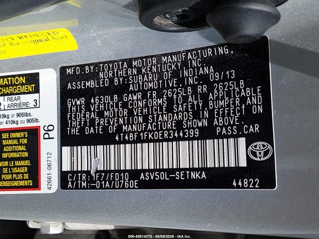 Aukcja sprzedaży 2014 Toyota Camry Le, vin: 4T4BF1FK0ER344399, numer aukcji: 45814275