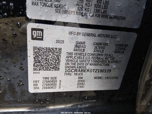 1GCRABEK0TZ190179 Chevrolet Silverado 1500 2wd Standard Bed Custom