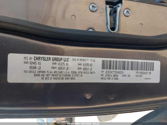 45814294 :رقم المزاد ، 2C3CDXCT7EH342214 vin ، 2014 Dodge Charger R/t Plus مزاد بيع