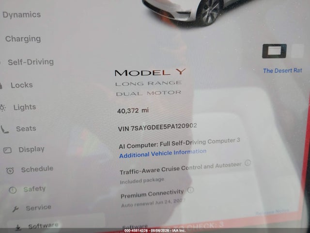 Auction sale of the 2023 Tesla Model Y Awd/long Range Dual Motor All-wheel Drive, vin: 7SAYGDEE5PA120902, lot number: 45814326
