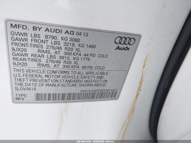 Aukcja sprzedaży 2013 Audi Q7 3.0t Premium, vin: WA1LGAFE6DD014527, numer aukcji: 45814352