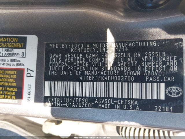 Toyota CAMRY SE 2015 4T1BF1FK4FU003700 Image 9
