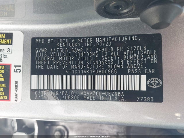 Toyota CAMRY LE 2023 4T1C11AK1PU800966 Image 9
