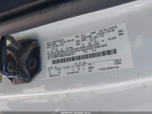 45814410 :رقم المزاد ، 1FTMF1CB8JFA56723 vin ، 2018 Ford F-150 Xl مزاد بيع