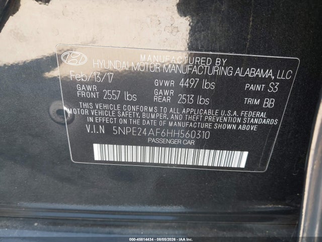 Hyundai SONATA SE 2017 5NPE24AF6HH560310 Image 9