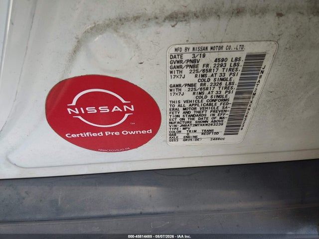 JN8AT2MTXKW263239 Nissan ROGUE SV