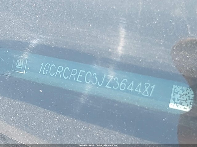 45814495 :رقم المزاد ، 1GCRCREC3JZ364481 vin ، 2018 Chevrolet Silverado 1500 1lt مزاد بيع