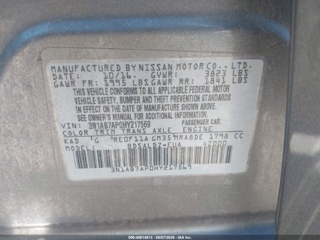 3N1AB7AP0HY217569 Nissan SENTRA SV