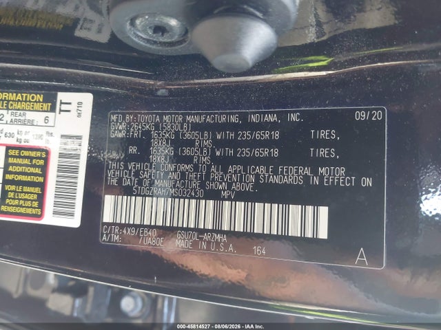 Продажа на аукционе авто 2021 Toyota Highlander Xle, vin: 5TDGZRAH7MS032430, номер лота: 45814527