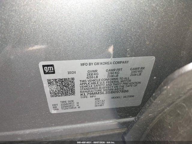 Продажа на аукционе авто 2025 Chevrolet Trailblazer Fwd Ls, vin: KL79MMSL3SB097886, номер лота: 45814531
