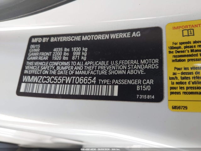 Aukcja sprzedaży 2015 Mini Countryman Cooper S, vin: WMWZC3C55FWT06654, numer aukcji: 45814536
