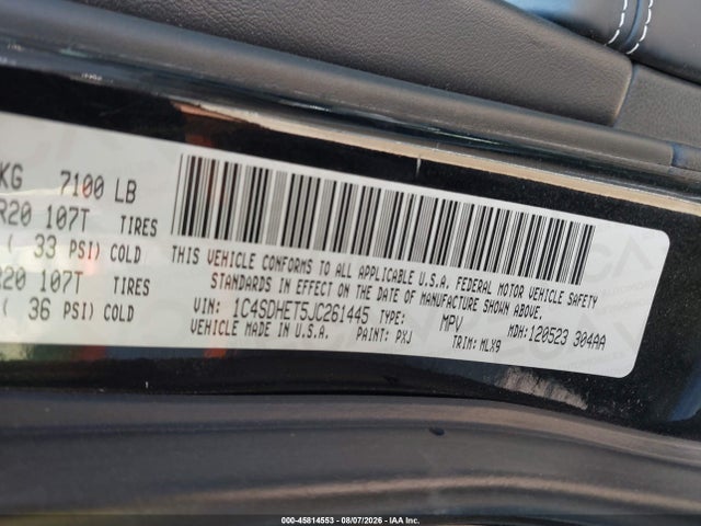 Aukcja sprzedaży 2018 Dodge Durango Citadel Anodized Platinum Rwd, vin: 1C4SDHET5JC261445, numer aukcji: 45814553
