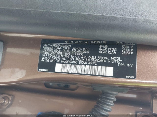 Aukcja sprzedaży 2010 Volvo Xc60 T6/t6 R-design, vin: YV4992DZ7A2035221, numer aukcji: 45814557