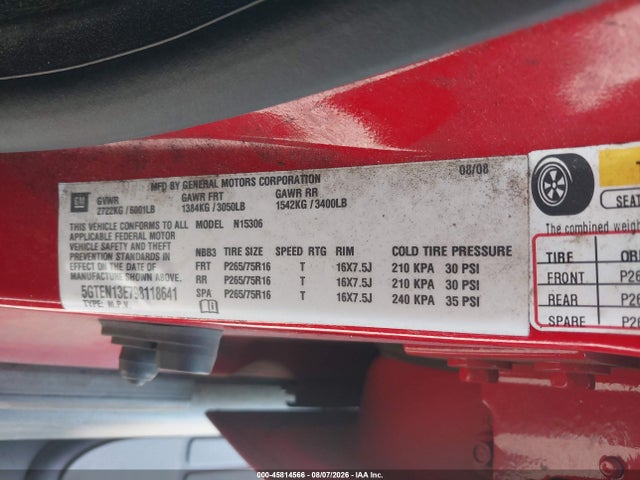 Продажа на аукционе авто 2009 Hummer H3 Suv, vin: 5GTEN13E798118641, номер лота: 45814566
