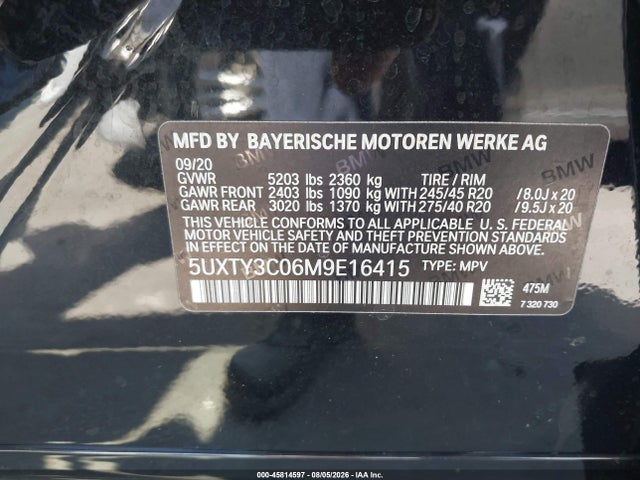 BMW X3 Sdrive30i 2021 5UXTY3C06M9E16415 Image 9