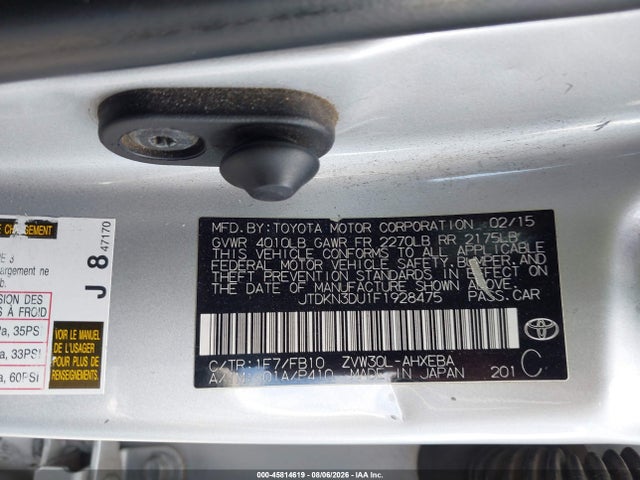 Toyota Prius Two 2015 JTDKN3DU1F1928475 Image 9