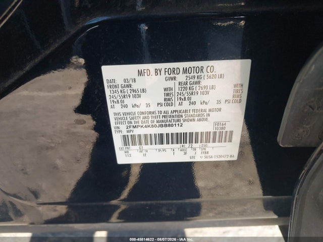 2FMPK4K80JBB80112 Ford Edge Titanium