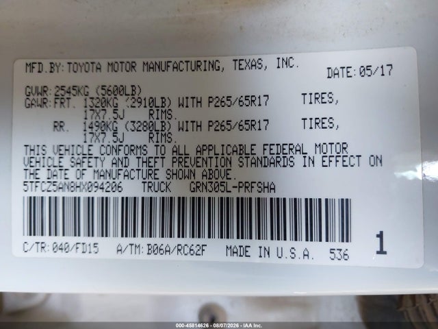 5TFCZ5AN8HX094206 Toyota Tacoma Trd Sport