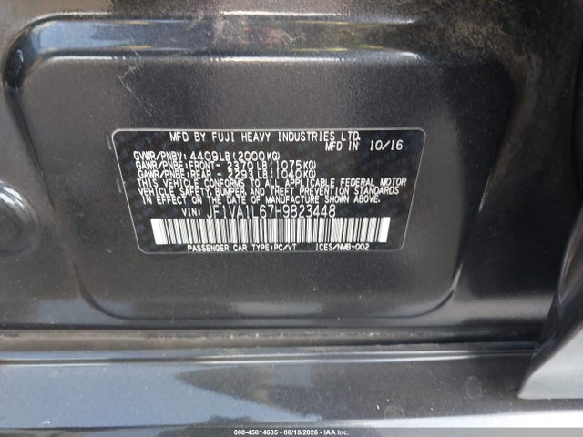 Продаж на аукціоні авто 2017 Subaru Wrx Limited, vin: JF1VA1L67H9823448, номер лоту: 45814635