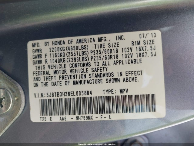 Acura RDX 2014 5J8TB3H36EL005864 Image 9