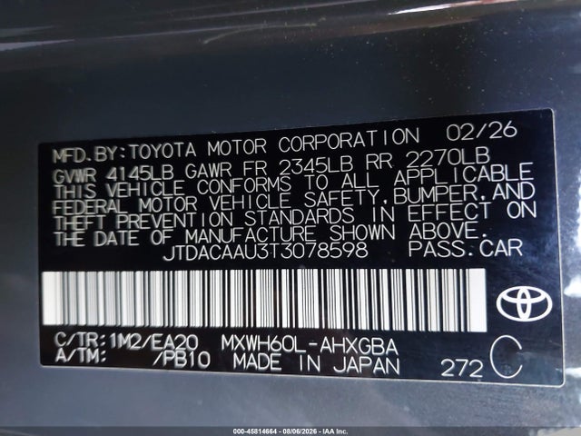 Toyota PRIUS XLE 2026 JTDACAAU3T3078598 Image 9