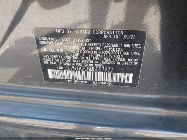 JF2GTAEC6M8657277 Subaru Crosstrek Premium