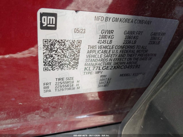 Продажа на аукционе авто 2024 Chevrolet Trax Fwd 1rs, vin: KL77LGE2XRC049191, номер лота: 45814679