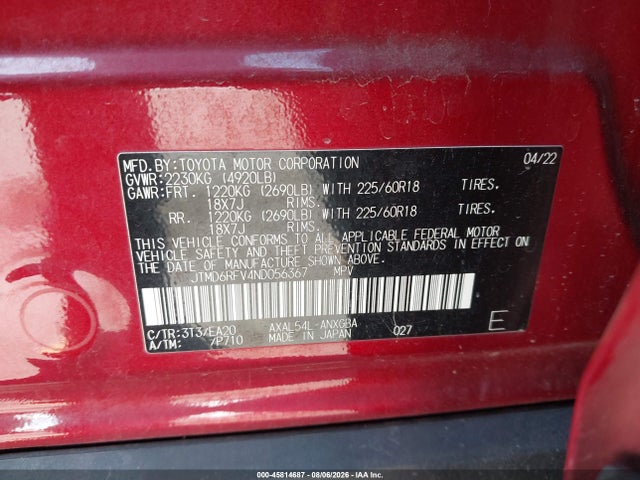 Toyota Rav4 Hybrid Limited 2022 JTMD6RFV4ND056367 Image 9