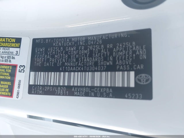 Toyota CAMRY XSE 2026 4T1DAACK4TU304037 Image 9