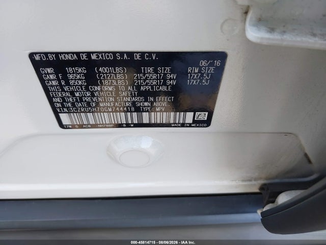 3CZRU5H70GM744418 Honda Hr-v Ex-l
