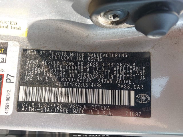 Toyota CAMRY SE 2016 4T1BF1FK2GU514498 Image 9