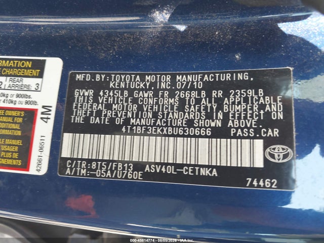 Продажа на аукционе авто 2011 Toyota Camry Le, vin: 4T1BF3EKXBU630666, номер лота: 45814774
