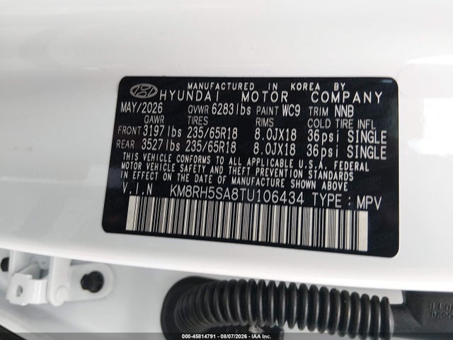 Продажа на аукционе авто 2026 Hyundai Palisade Hev Blue Sel Premium 7p, vin: KM8RH5SA8TU106434, номер лота: 45814791