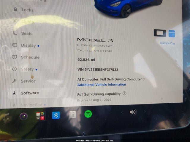 Aukcja sprzedaży 2022 Tesla Model 3 Long Range Dual Motor All-wheel Drive, vin: 5YJ3E1EB8NF317533, numer aukcji: 45814793